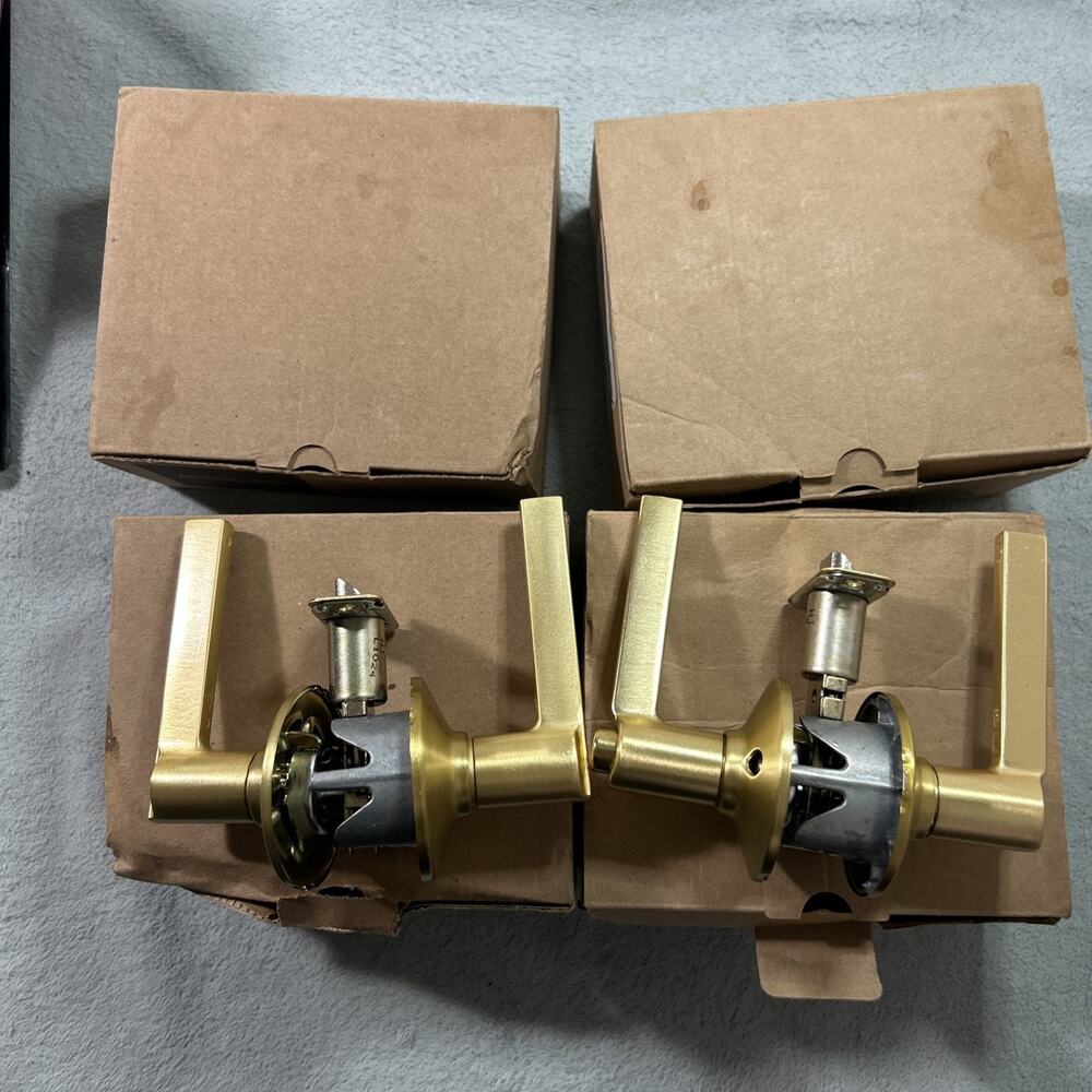 Set of 4 Schlage F10LAT608 / F40lat716 Closet Lockset Brass Passage Door Lever